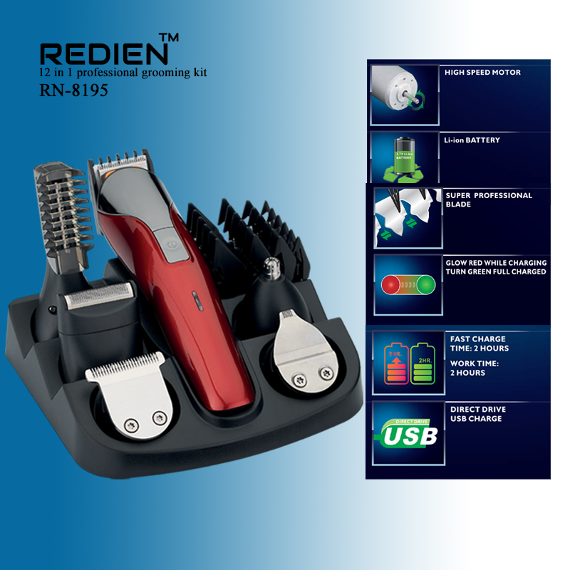 Redien 12IN1 men’s grooming hair clipper set RN-8195 - Image 3