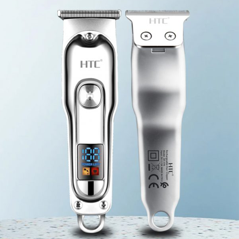 HTC Rechargeable LED display metal Hair Clipper Professional Hair Trimmer With Carbon Steel Cutter Head AT-179 - Image 5