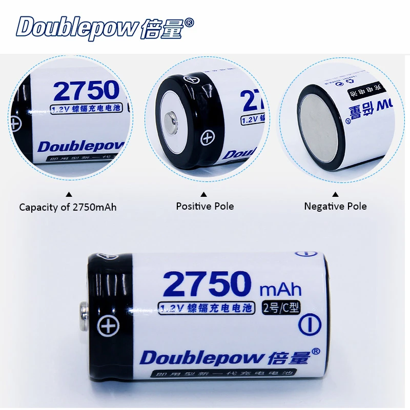 Doublepow rechargeable ni-cd battery-C Size-1.2V-2750mAh 2piece - Image 2