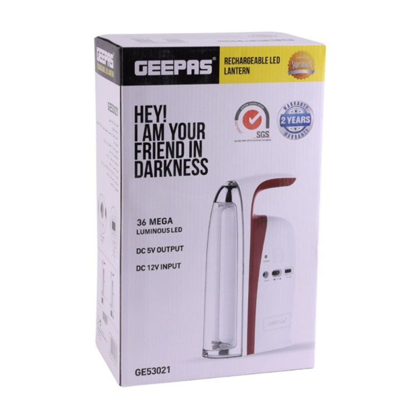 Geepas Rechargeable 18W Emergency Lantern With Light Dimmer Function | 36 Pc LED Tube, 4 Hours Working Time, Portable & Lightweight | Suitable For Power Outages, Hiking & Camping | 2 Years Warranty - Image 2